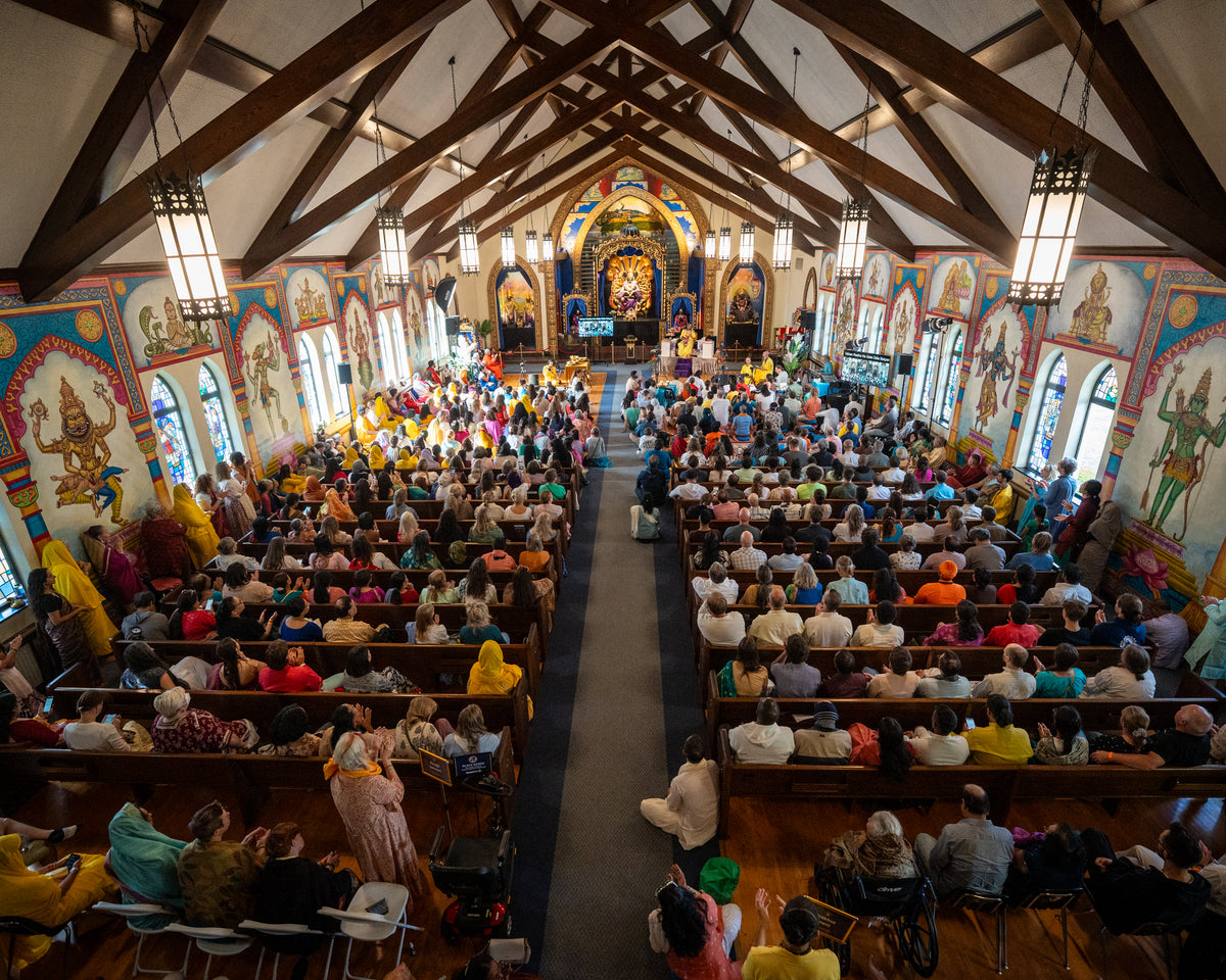Devotees gathered inside Paranitya Narasimha Temple