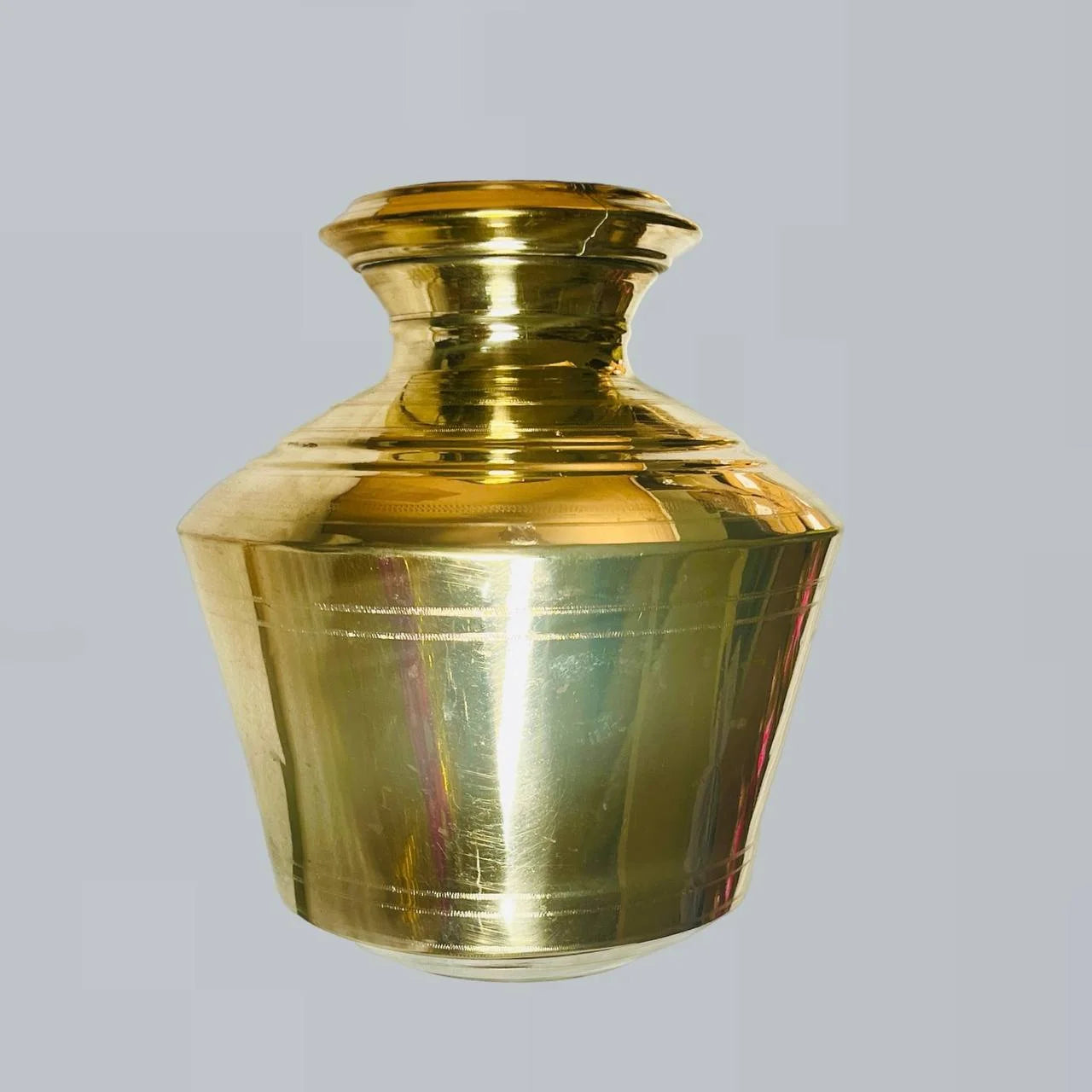 Traditional brass Kalash pot for puja approximately 9 inches tall - Bhakti Shop