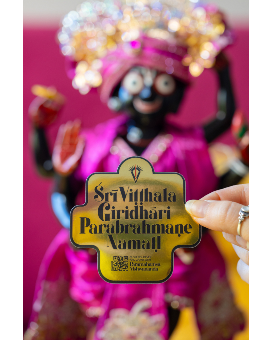 Sri Vitthala Giridhari Parabrahmane Namah Mirror Gold Sticker