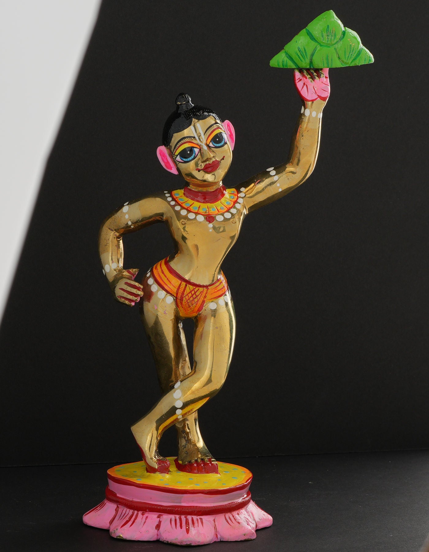 Giridhari lifting Govardhan | AD Golden Painted 7"