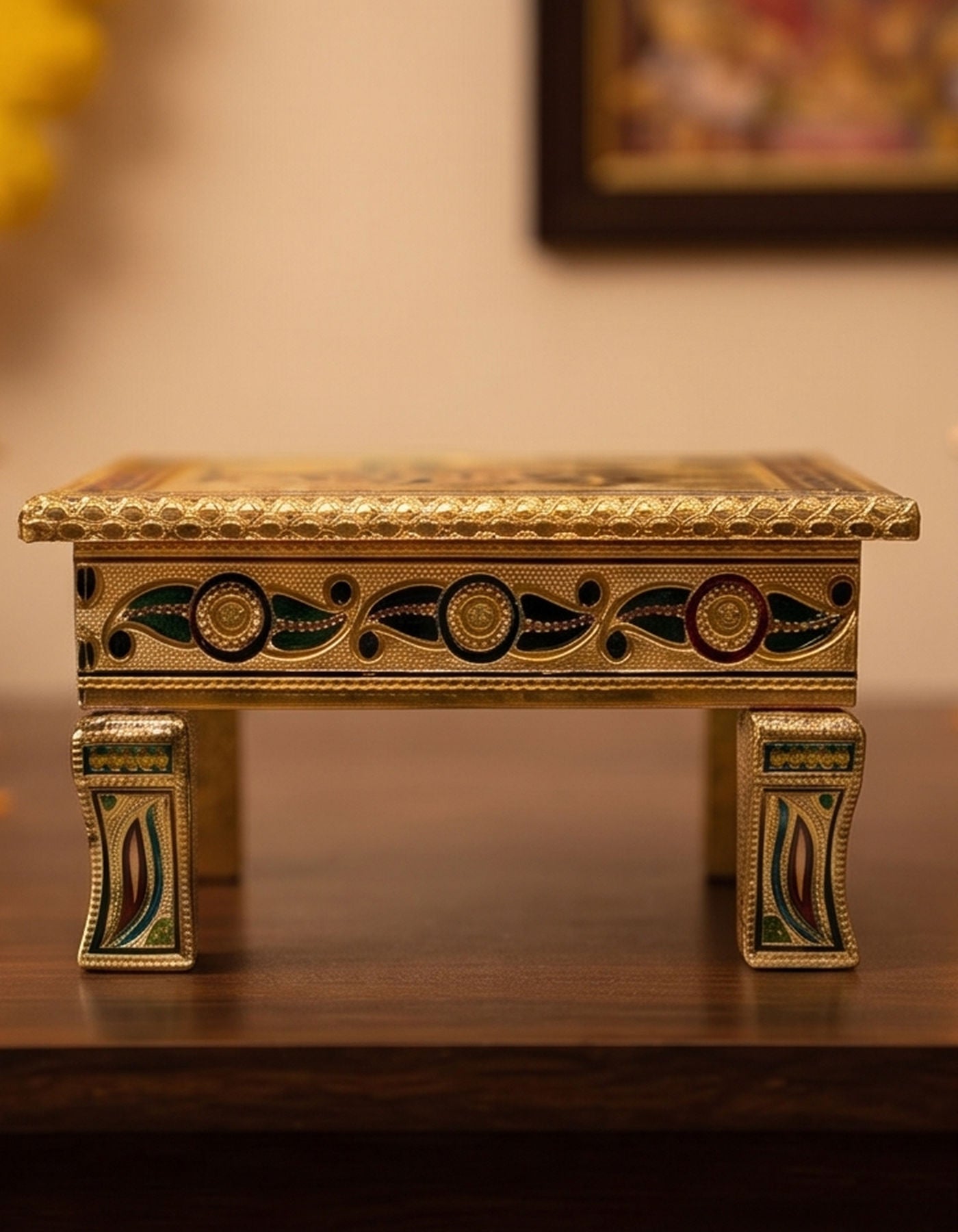 Puja Table | Bajot Chowki Meenakari | 10"