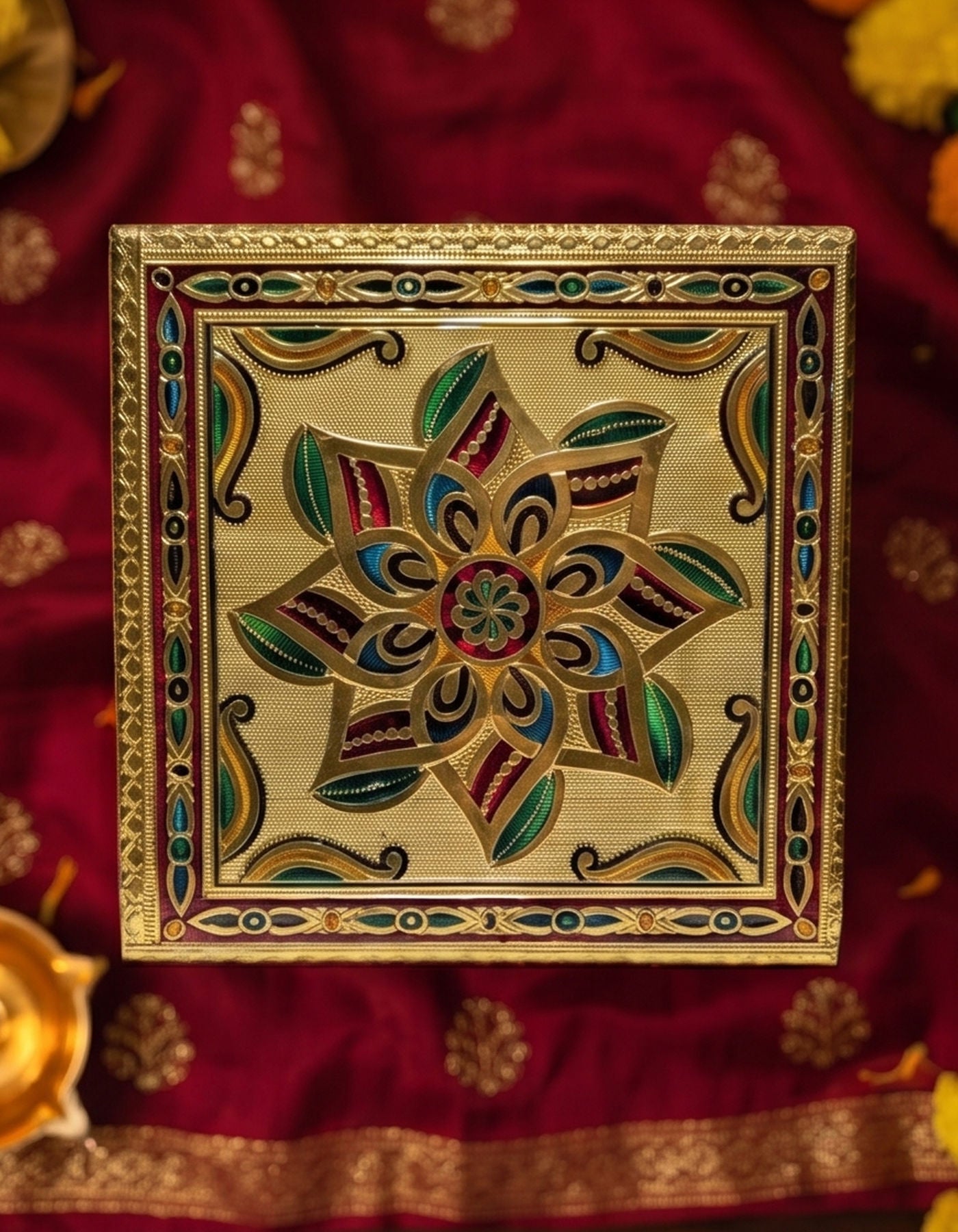 Puja Table | Bajot Chowki Meenakari | 10"
