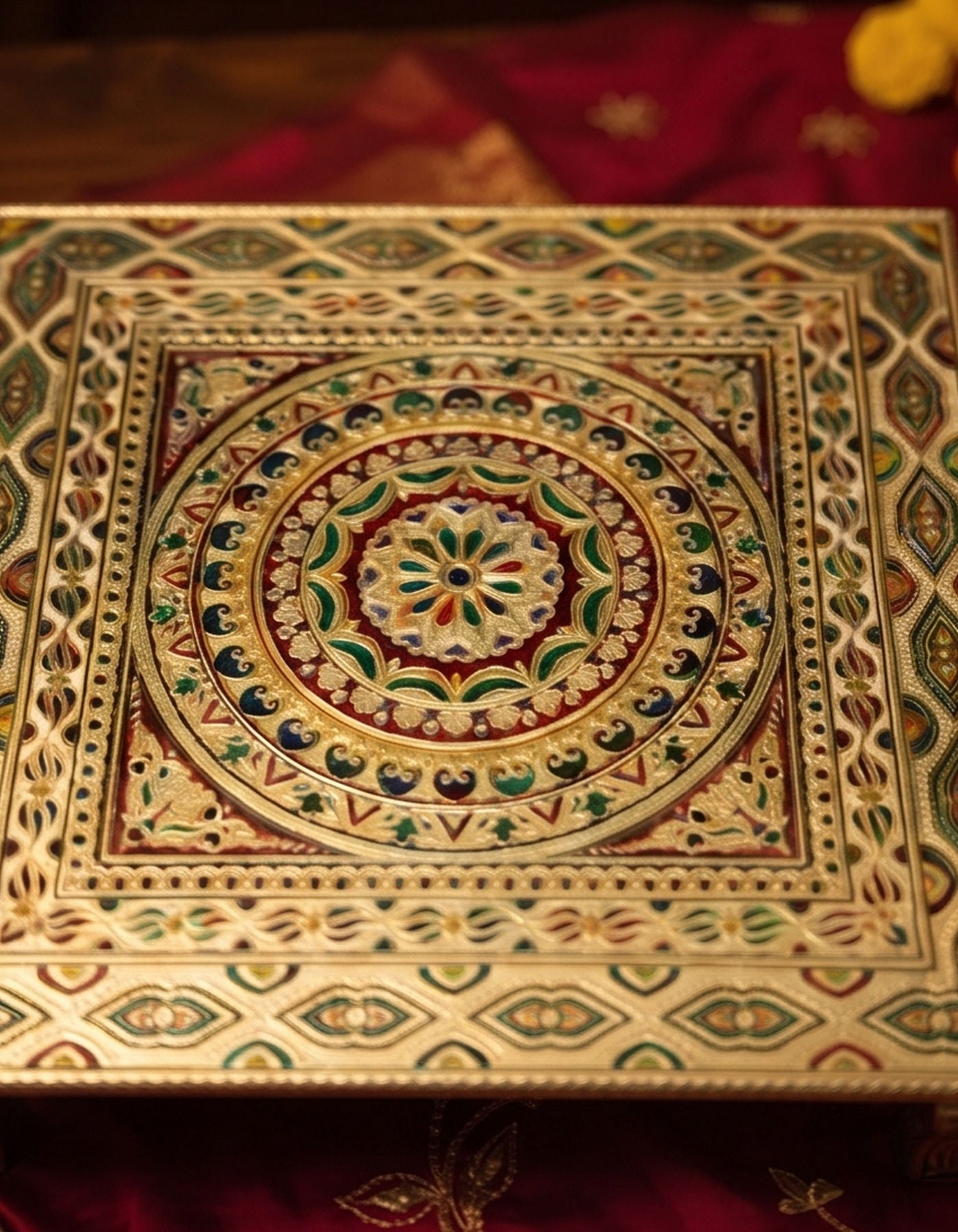 Puja Table | Bajot Chowki Meenakari | 24"