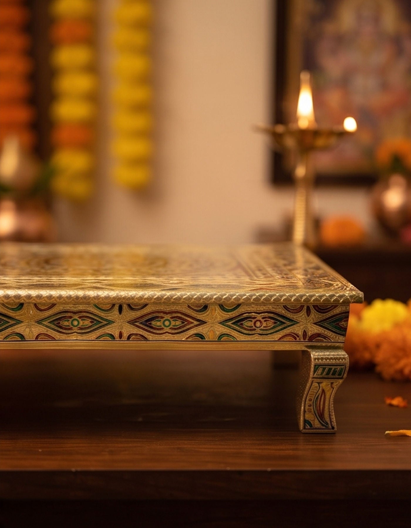 Puja Table | Bajot Chowki Meenakari | 24"