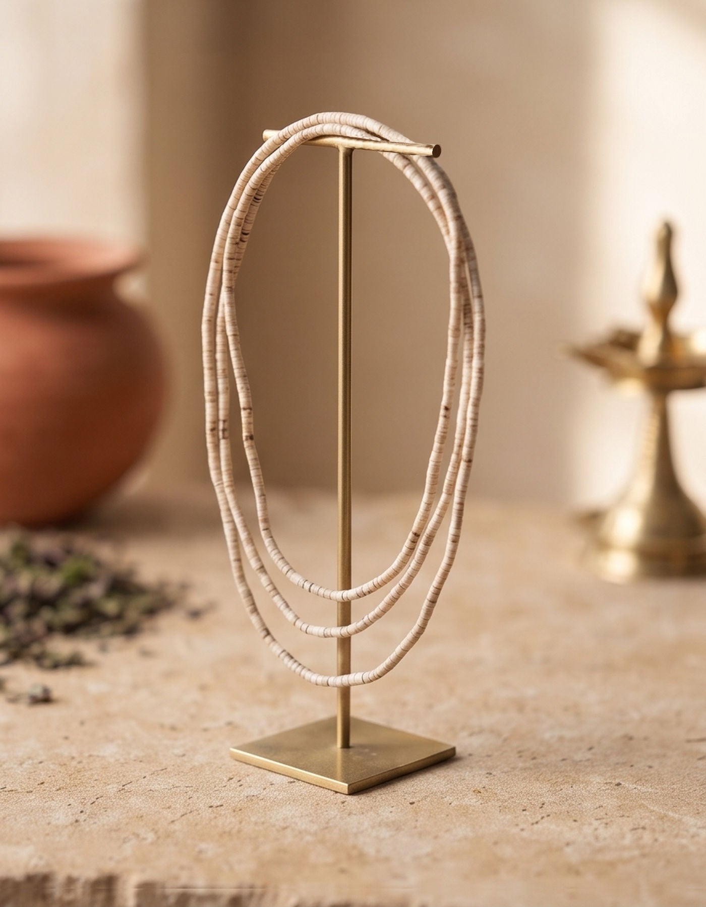 Tulsi Kanthi Mala | Barrel Beads