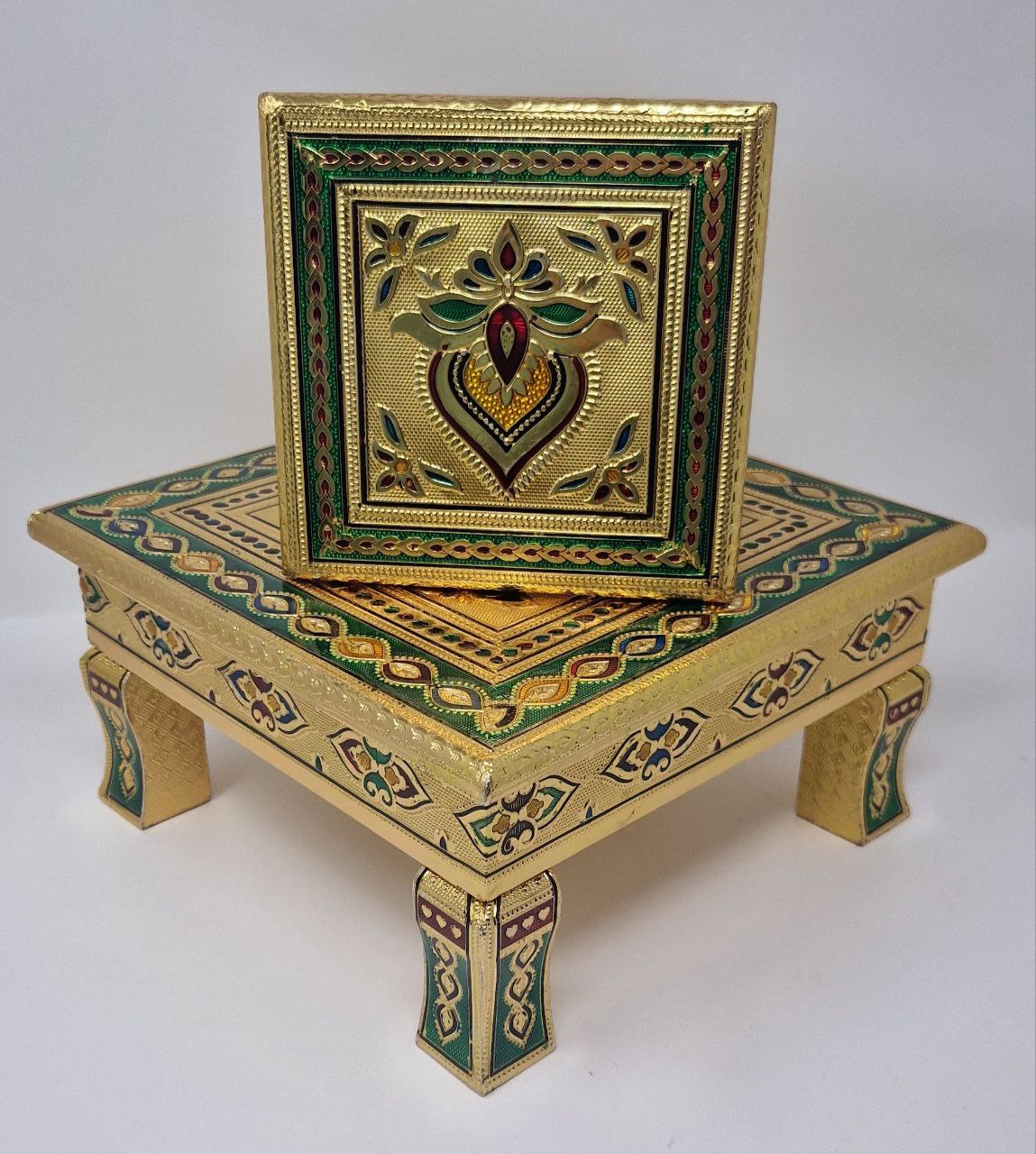 Puja Table | Bajot Chowki Meenakari | 8"