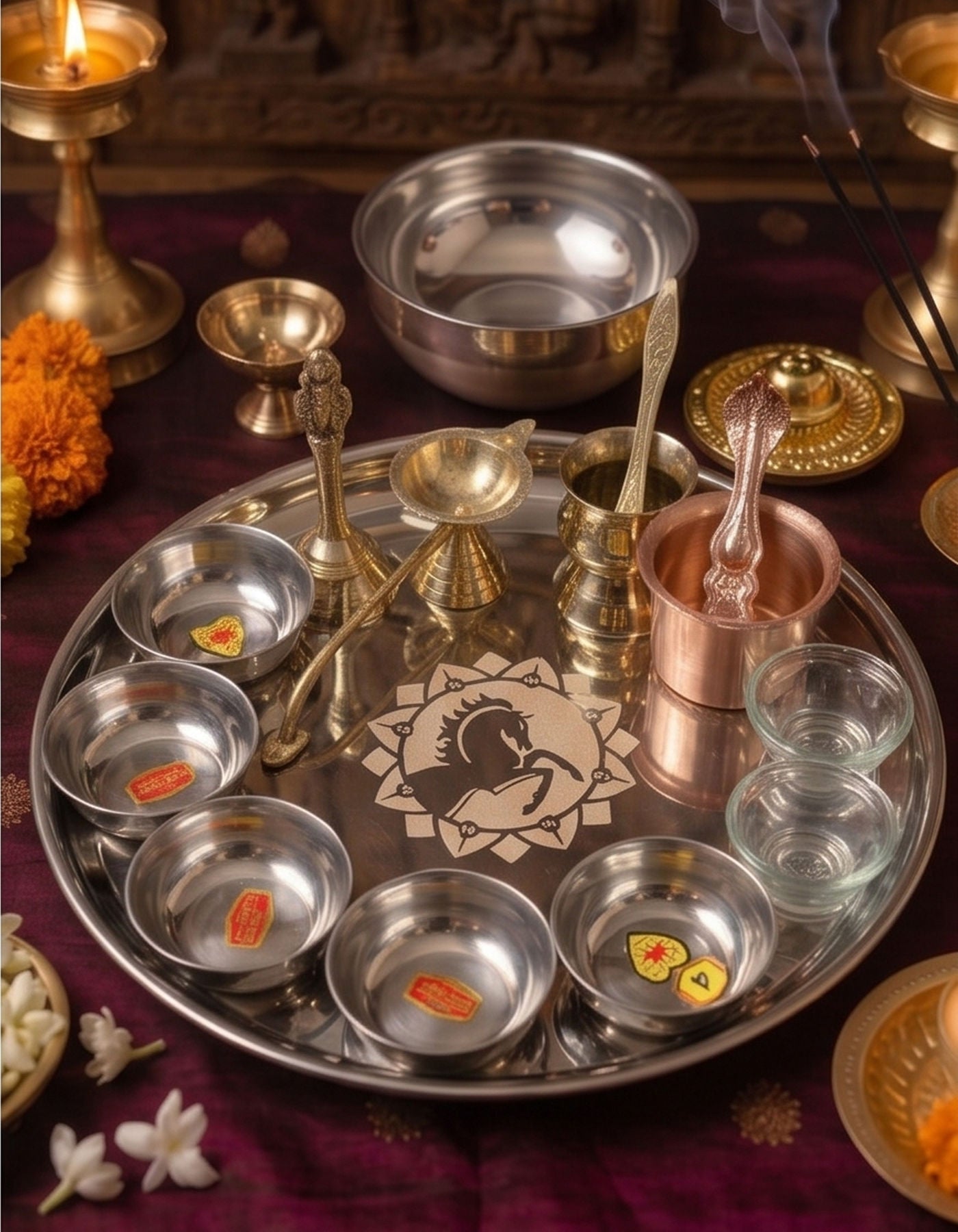 Puja Plate Set | Stainless Steel