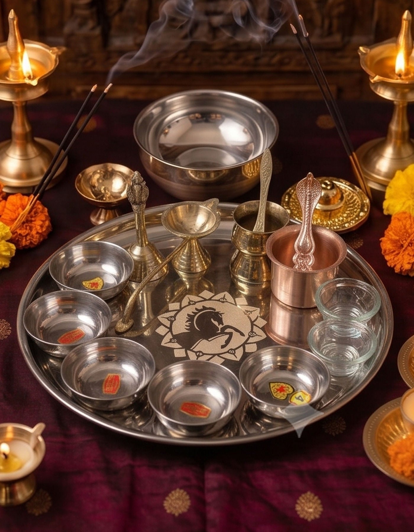 Puja Plate Set | Stainless Steel