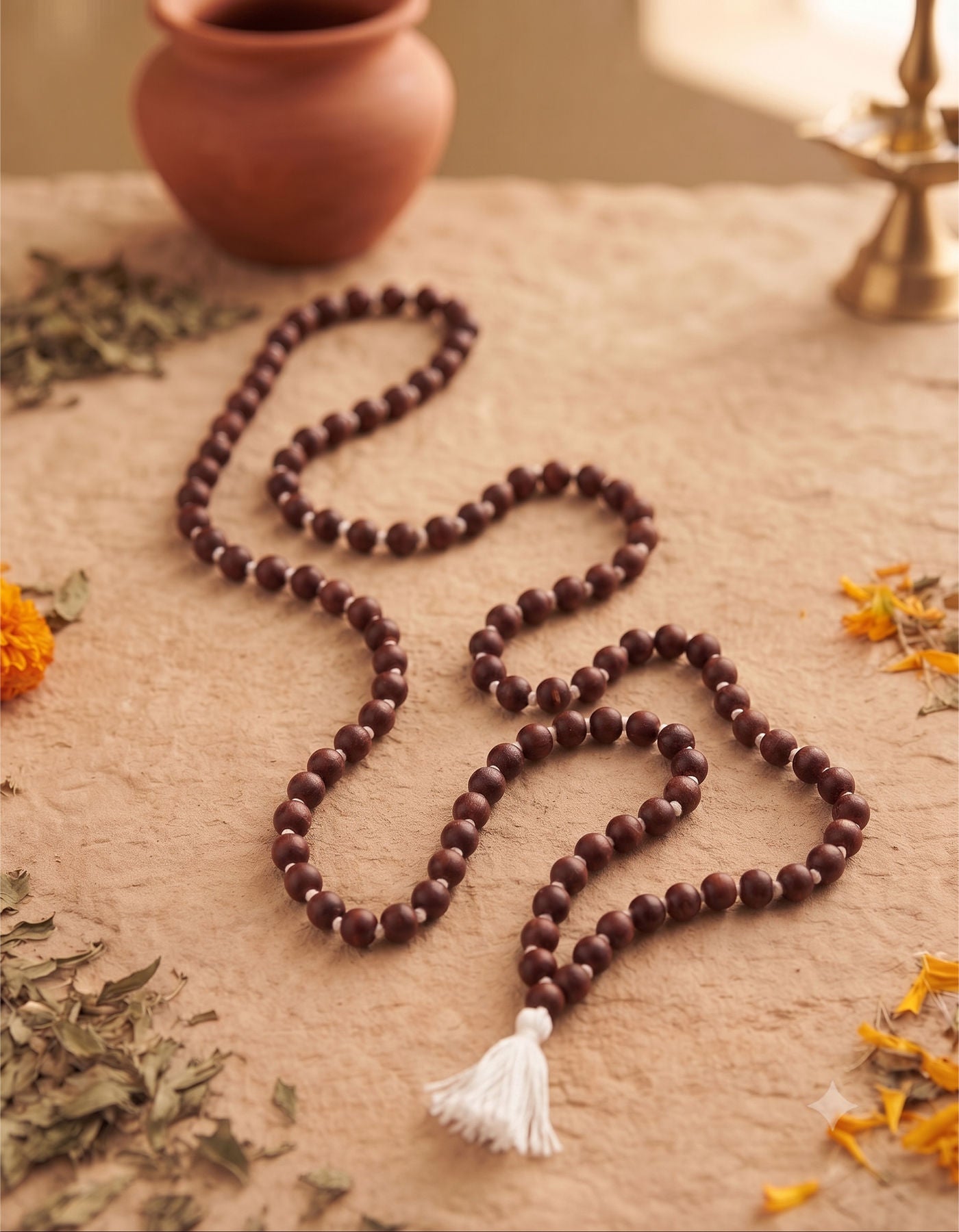 Rosewood Mala | White Tassel