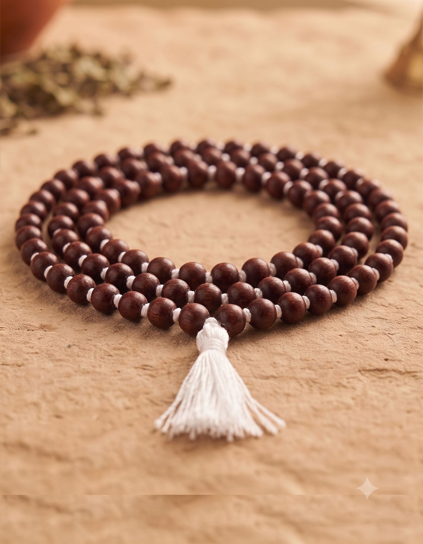 Rosewood Mala | White Tassel