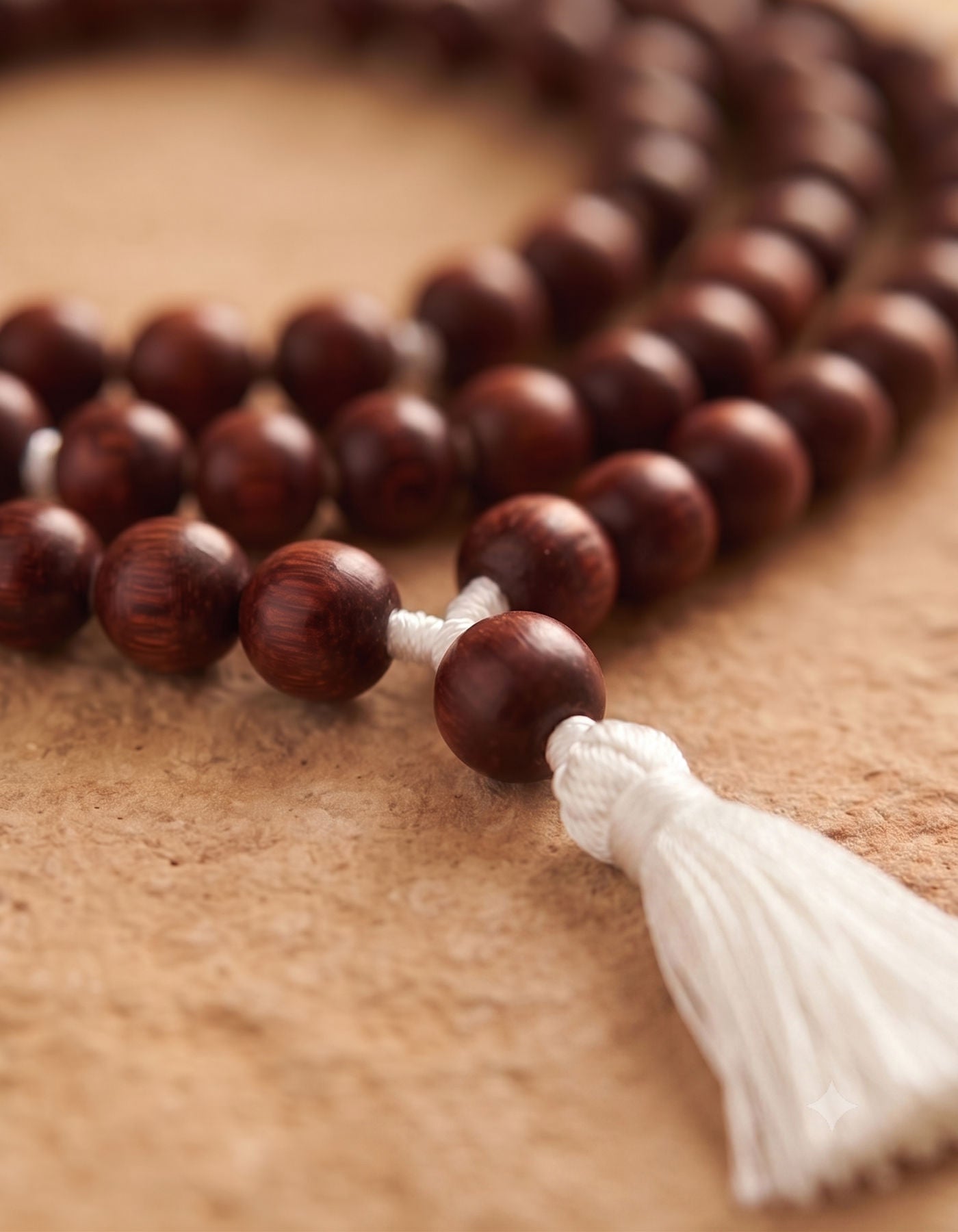 Rosewood Mala | White Tassel