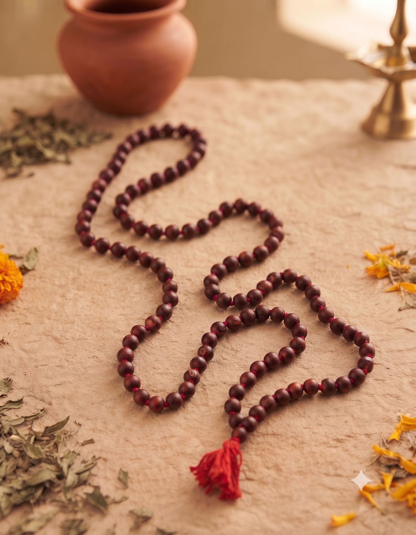Rosewood Mala | Red Tassel