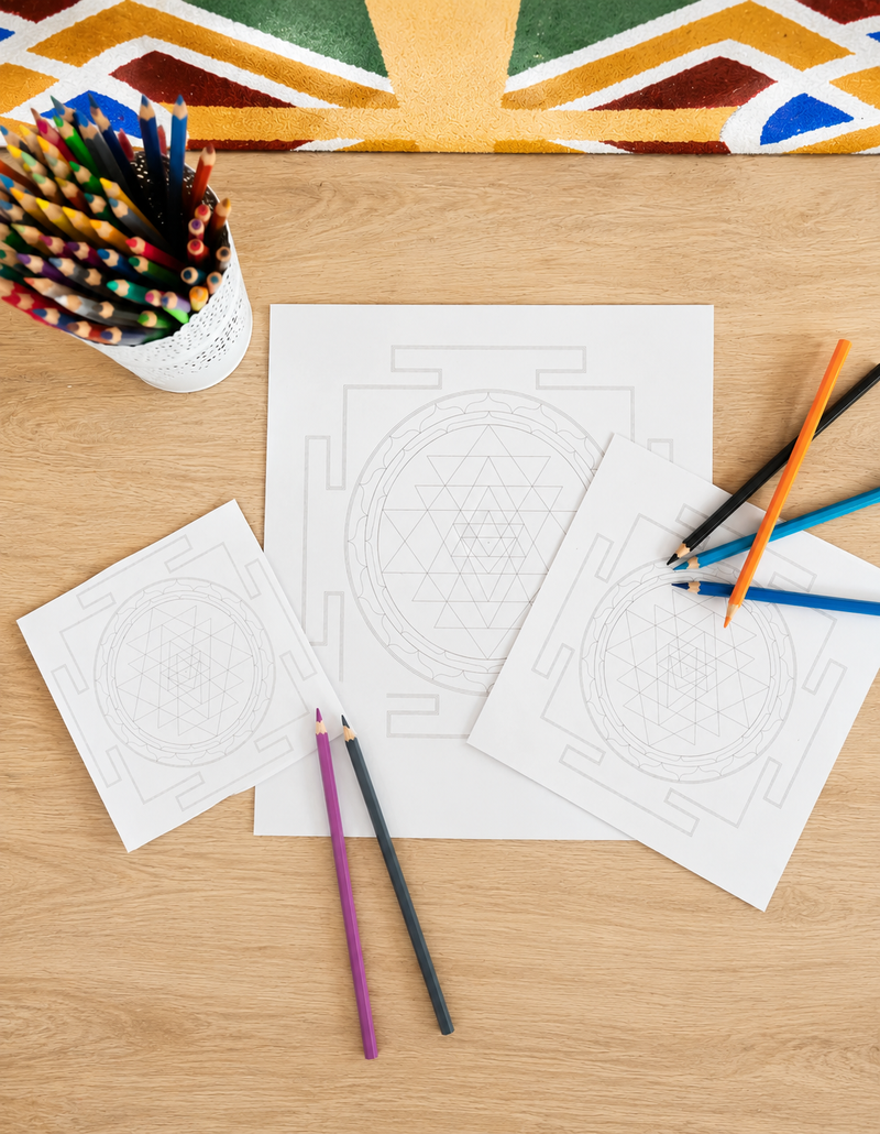 Sri Yantra Colouring Cards