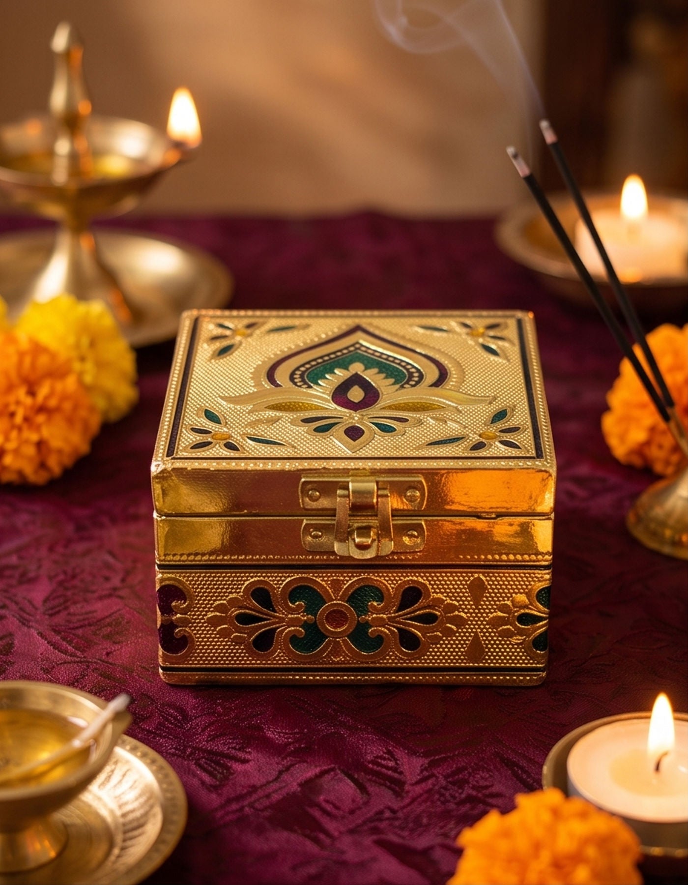 Storage Box | Gold Bajot Style 4" x 4"
