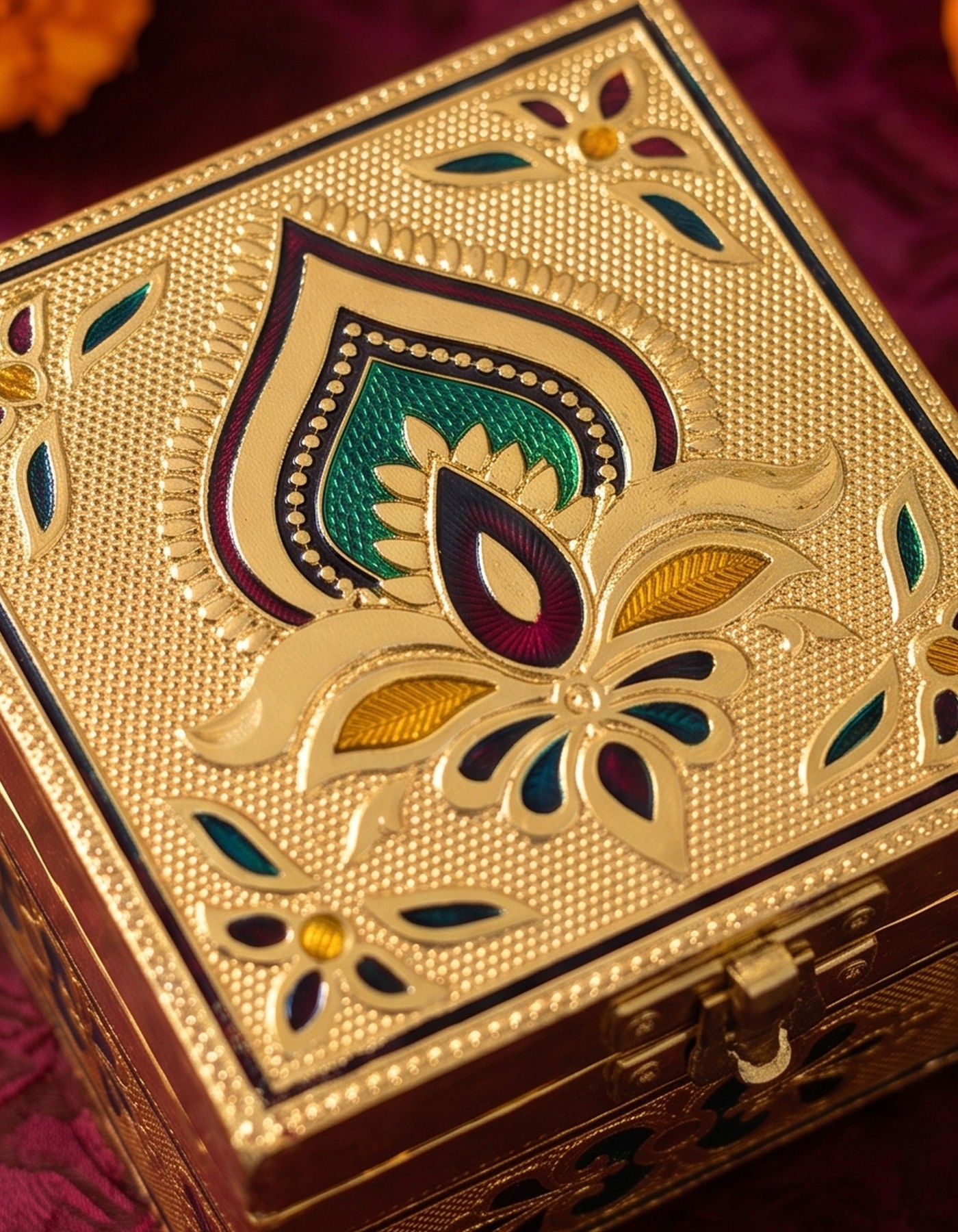 Storage Box | Gold Bajot Style 4" x 4"