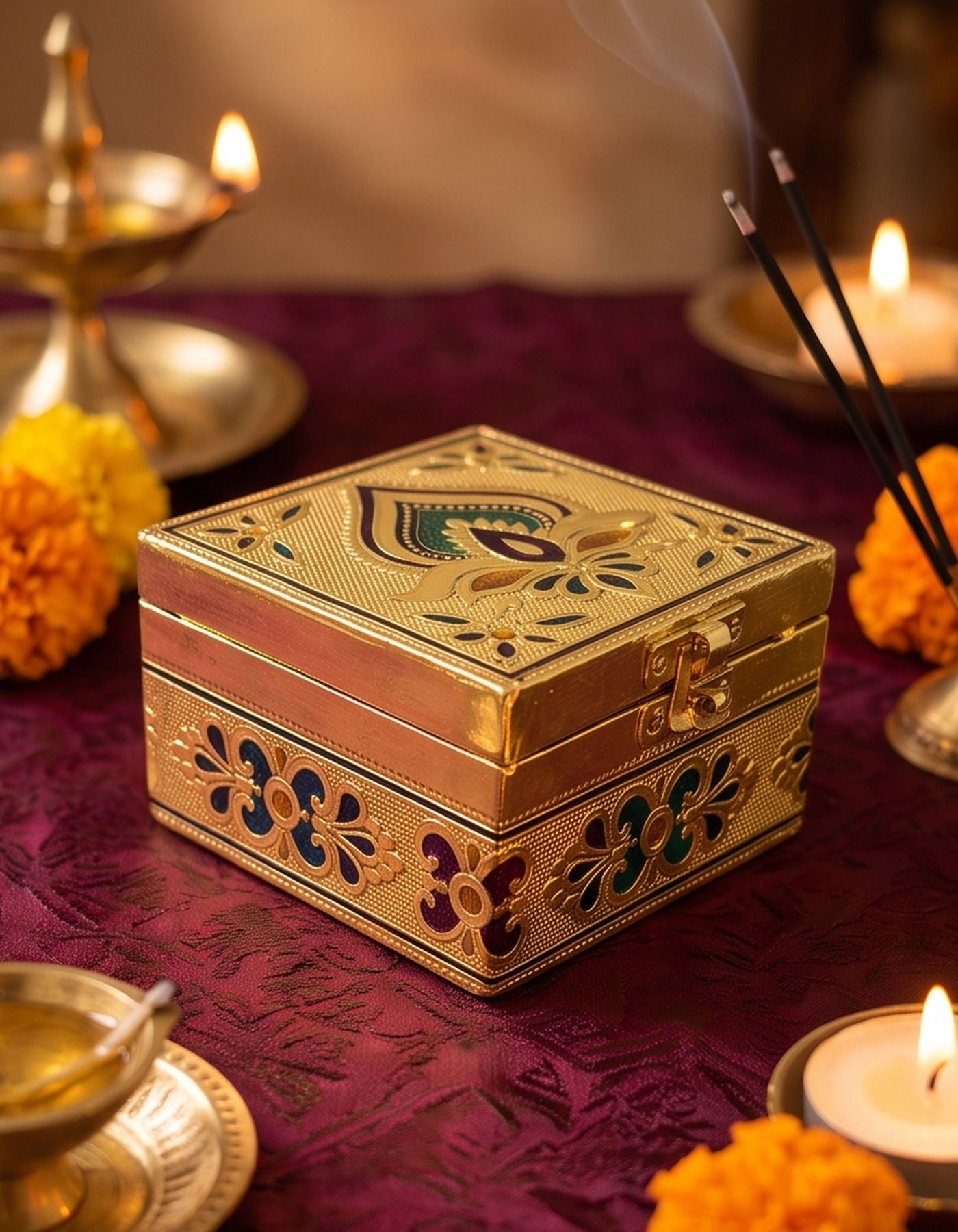 Storage Box | Gold Bajot Style 4" x 4"