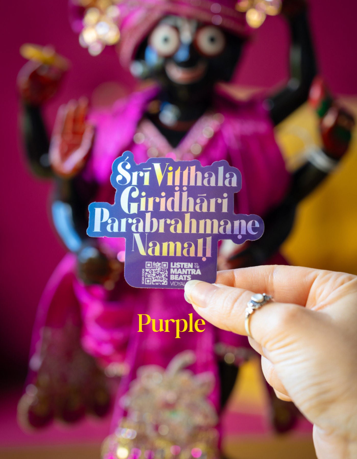 Sri Vitthala Giridhari Parabrahmane Namah Holographic Sticker