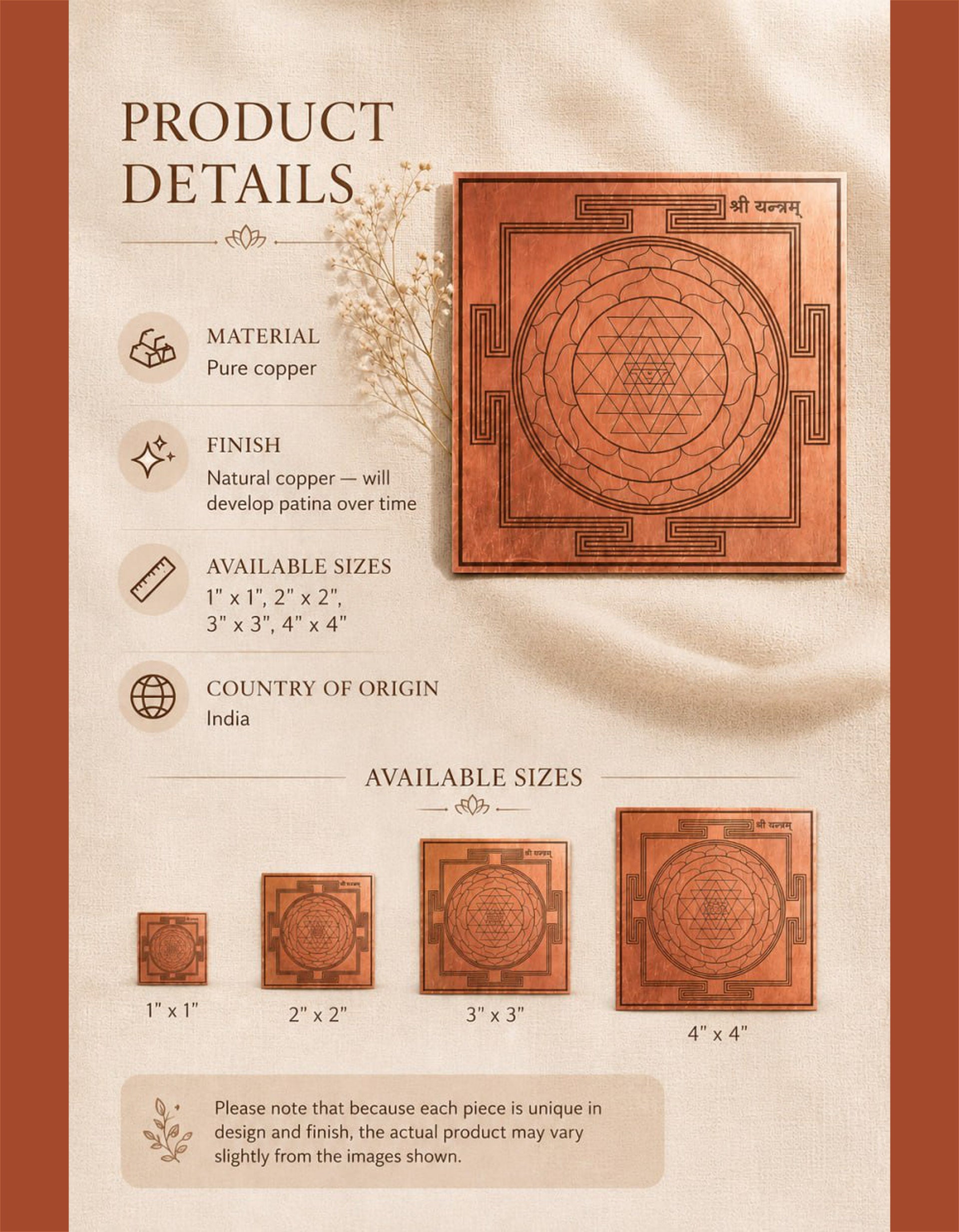 Sri Yantra | Copper Plate 4 Sizes